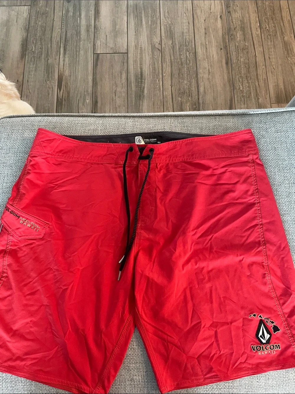 Volcom Red Men's Swim Board Shorts with Black Drawstring-Hawai’i